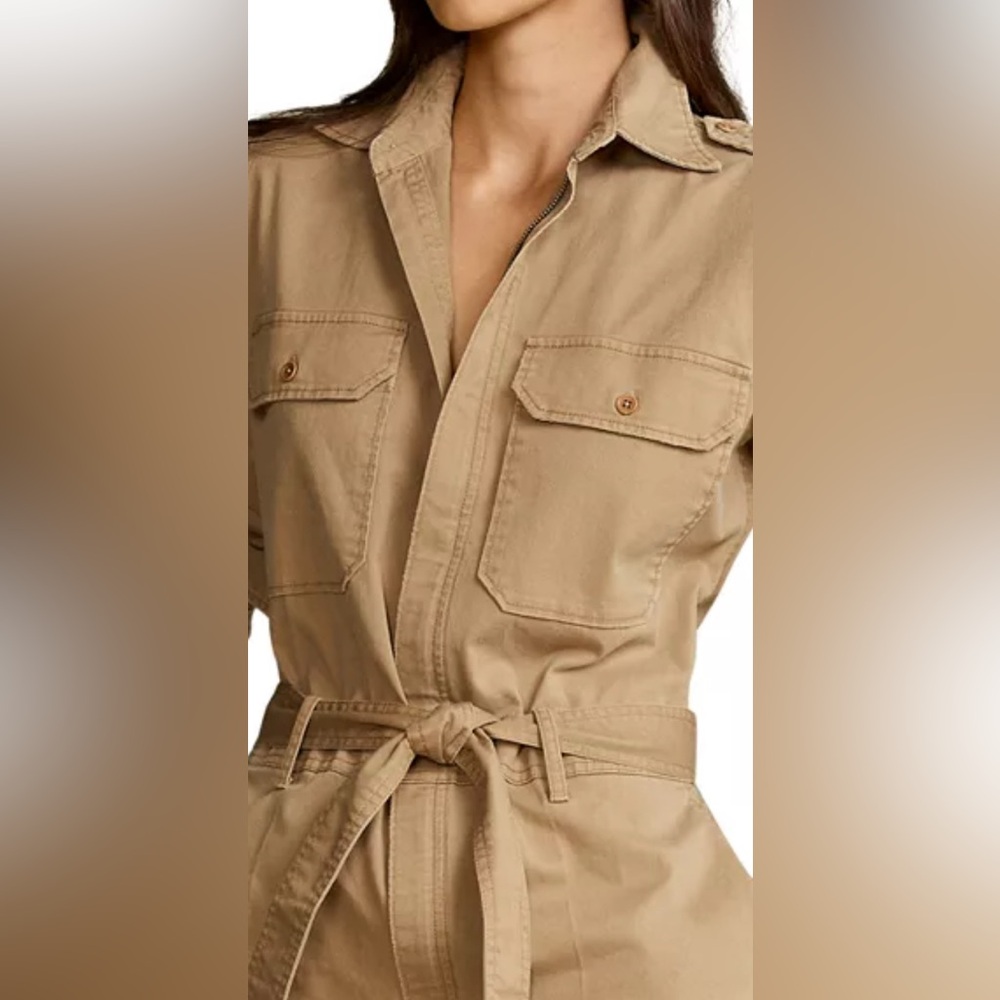 Polo Ralph Lauren NWOT Tan Cotton Twill Belted Utility Jumpsuit (Size 2) - Picture 6 of 7